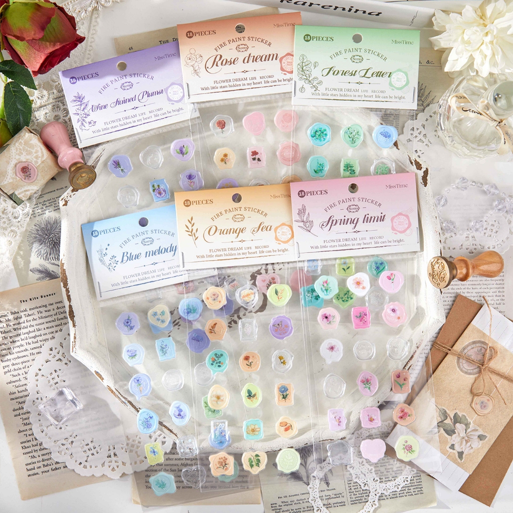 

18pcs/ Pack Stiker Seri Mimpi Mawar Sticker Sealing Wax Dekorasi Buku Pegangan Retro Sederhana Stiker Perekat Diy Journal Scrapbook