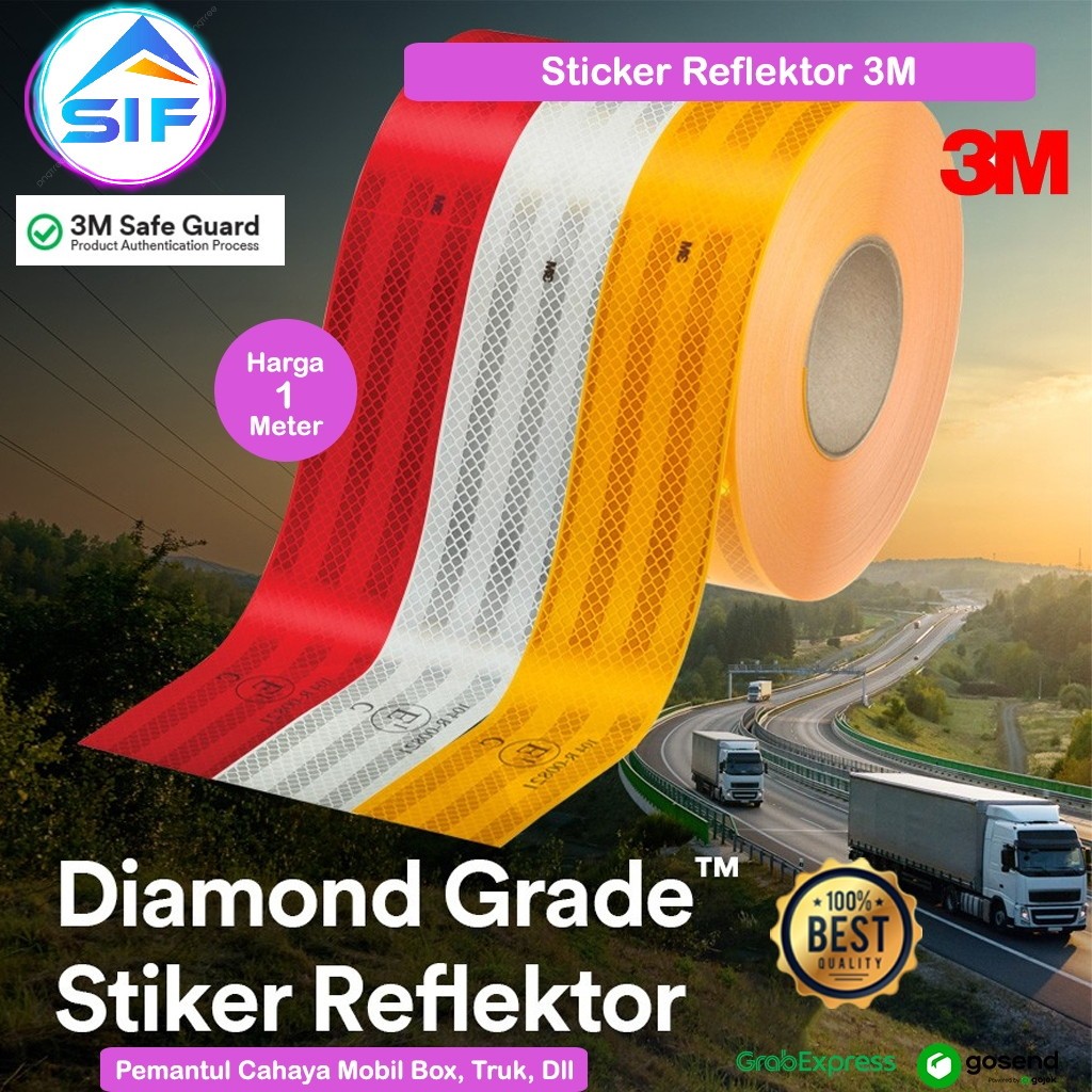 Stiker Reflektor Emblem Mobil 3M Sticker Reflektif Diamond Pemantul Cahaya Lakban Dengan Perekat Sco