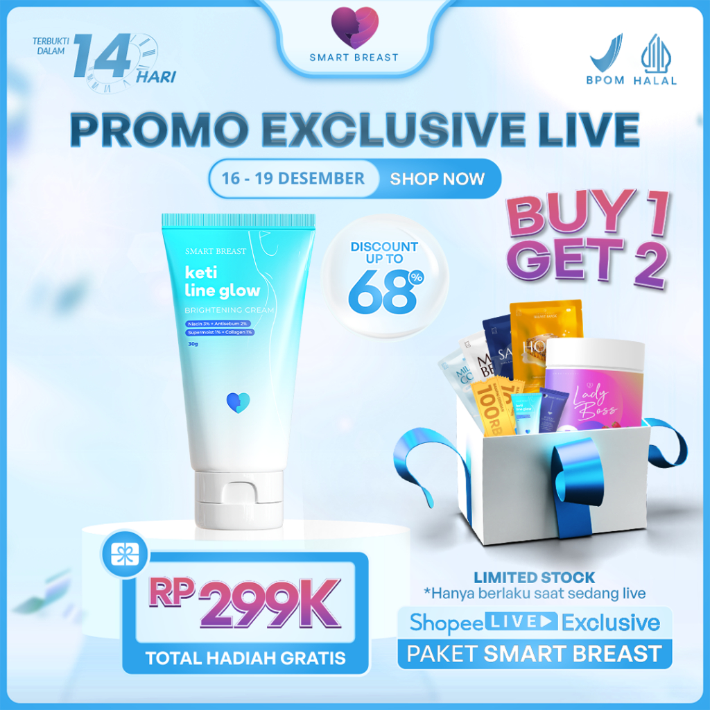 [PROMO LIVE] Smart Breast Keti Line Glow Brightening Cream Pemutih Ketiak, Selangkangan, Sikut, Lutu