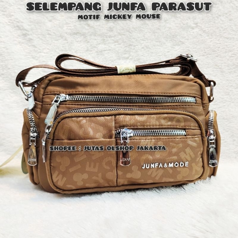 TAS SELEMPANG JUNFA TERBARU 9955-374 BAHAN PARASUT MICKEY MOUSE