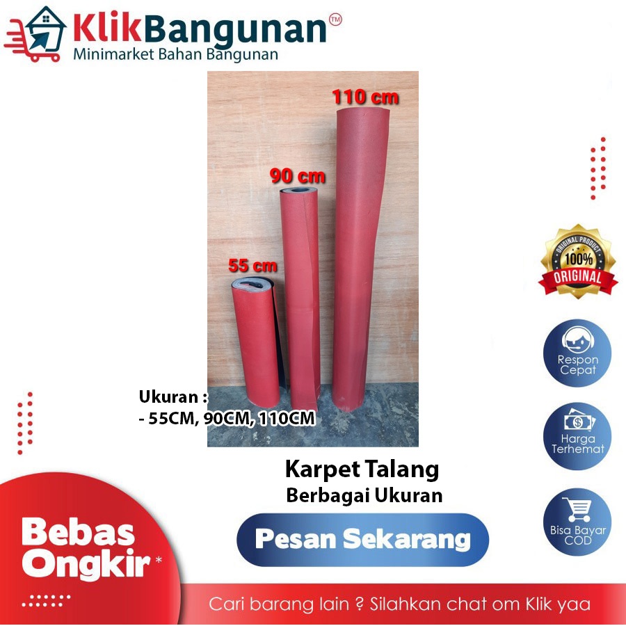 KARPET TALANG AIR ANTI BOCOR MERAH HITAM BERBAGAI UKURAN / ALAS ATAP / ALAS GENTENG / TALANG ATAP