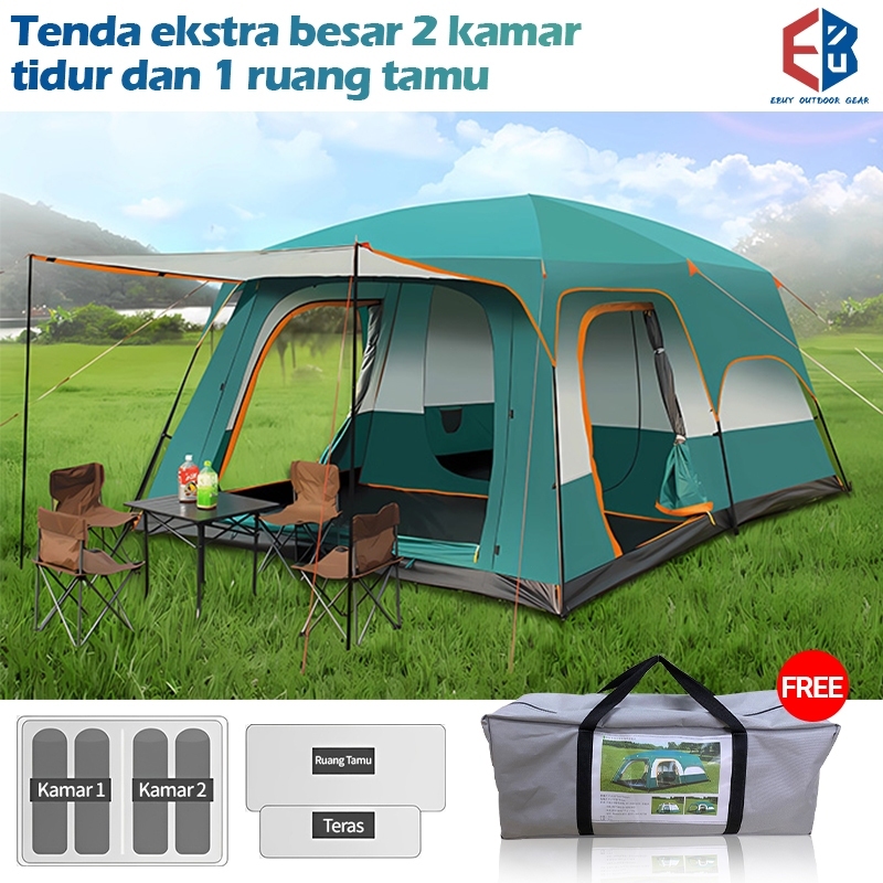 Gilang.pergo - Tenda Camping Waterproof 8-12 Orang 3.8x2.8x2M Portable Outdoor Hiking Tenda 5-8