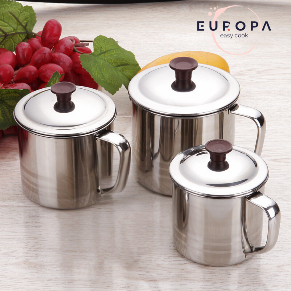 Cangkir Stainless Gelas Stainless Mug Stainless + Tutup Gelas Tutup Stainless 9cm 11cm 12cm EUROPA