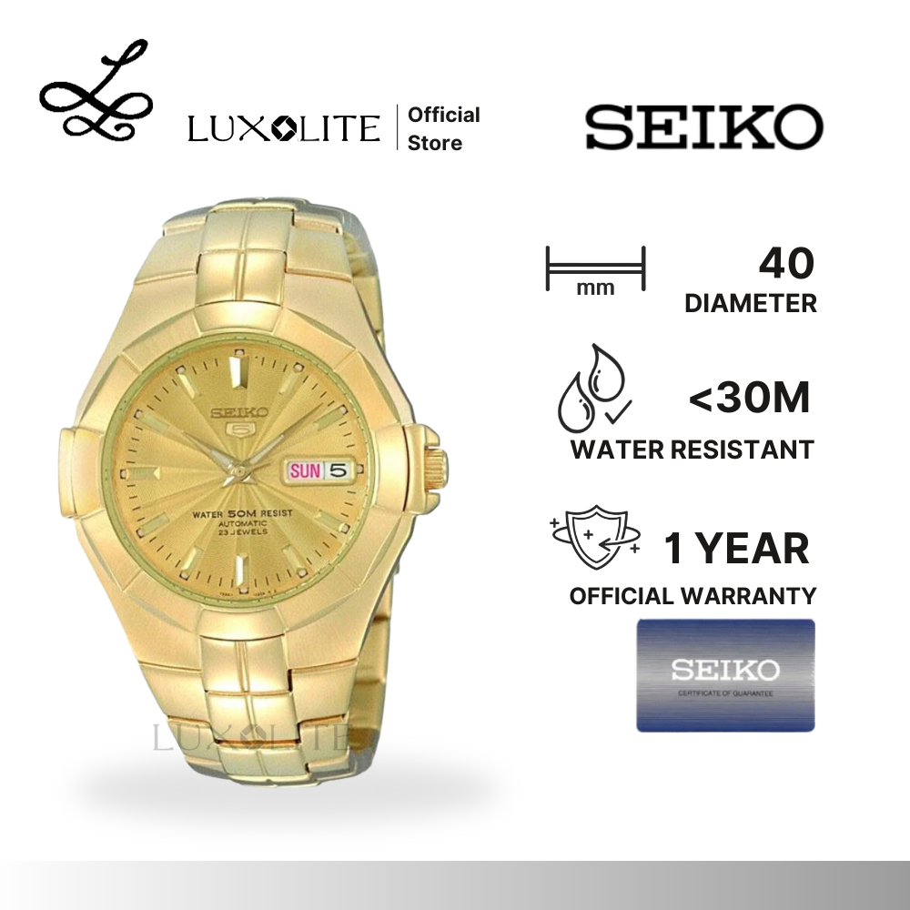 [Luxolite] SEIKO Jam Tangan Pria 5 Sports SNZE32K1 Automatic Gold Stainless Steel Strap