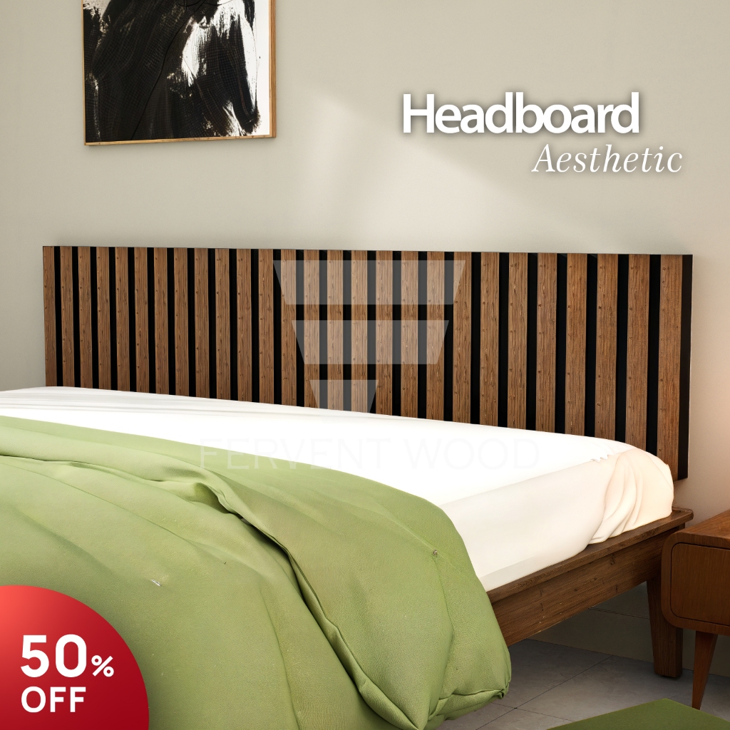 FERVENT WOOD Headboard Kasur Sandaran Tempat Tidur Springbed Tempel