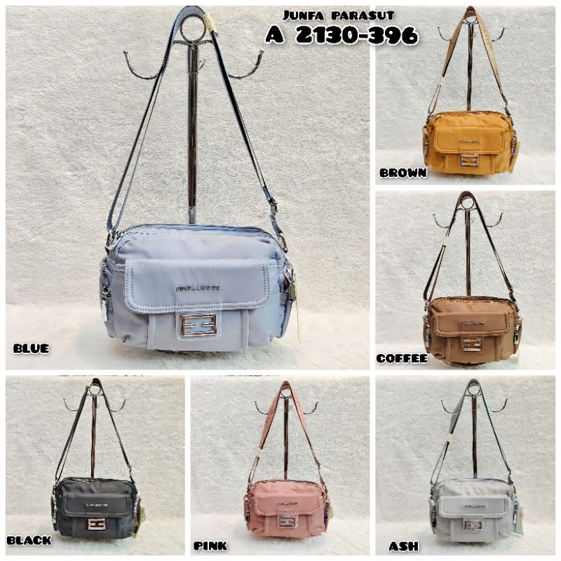 TAS SELEMPANG JUNFA MODE 2130-396 BAHAN PARASUT POLOS WATERPROOF
