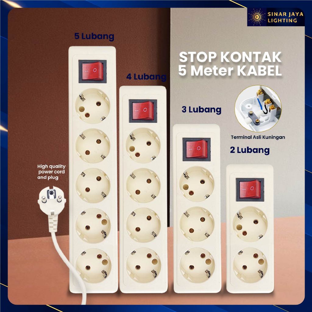 Stop Kontak Kabel 2/3/4/5 Lubang 3 Meter Stop Kontak Listrik