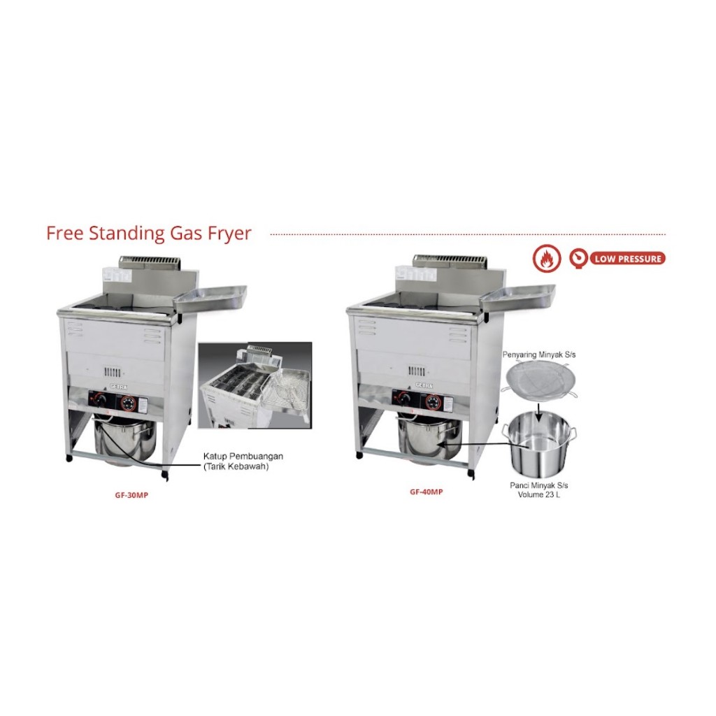 Getra Free Standing Gas Fryer 30 Liter GF-30MP / Gas Deep Fryer Standing 40 Liter Getra GF 40MP