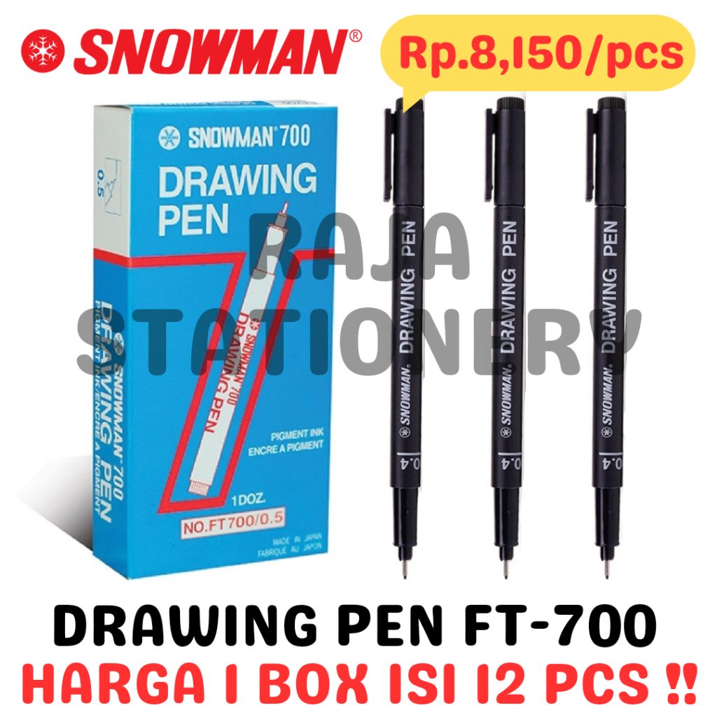 

SNOWMAN DRAWING PEN PIGMENT INK 0.05 0.1 0.2 0.3 0.4 0.5 0.6 0.7 0.8 1.0 2.0 3.0 FT-700 PULPEN PENA GAMBAR SNOWMAN 700 LENGKAP FT700 LUSIN BOX [12PCS]