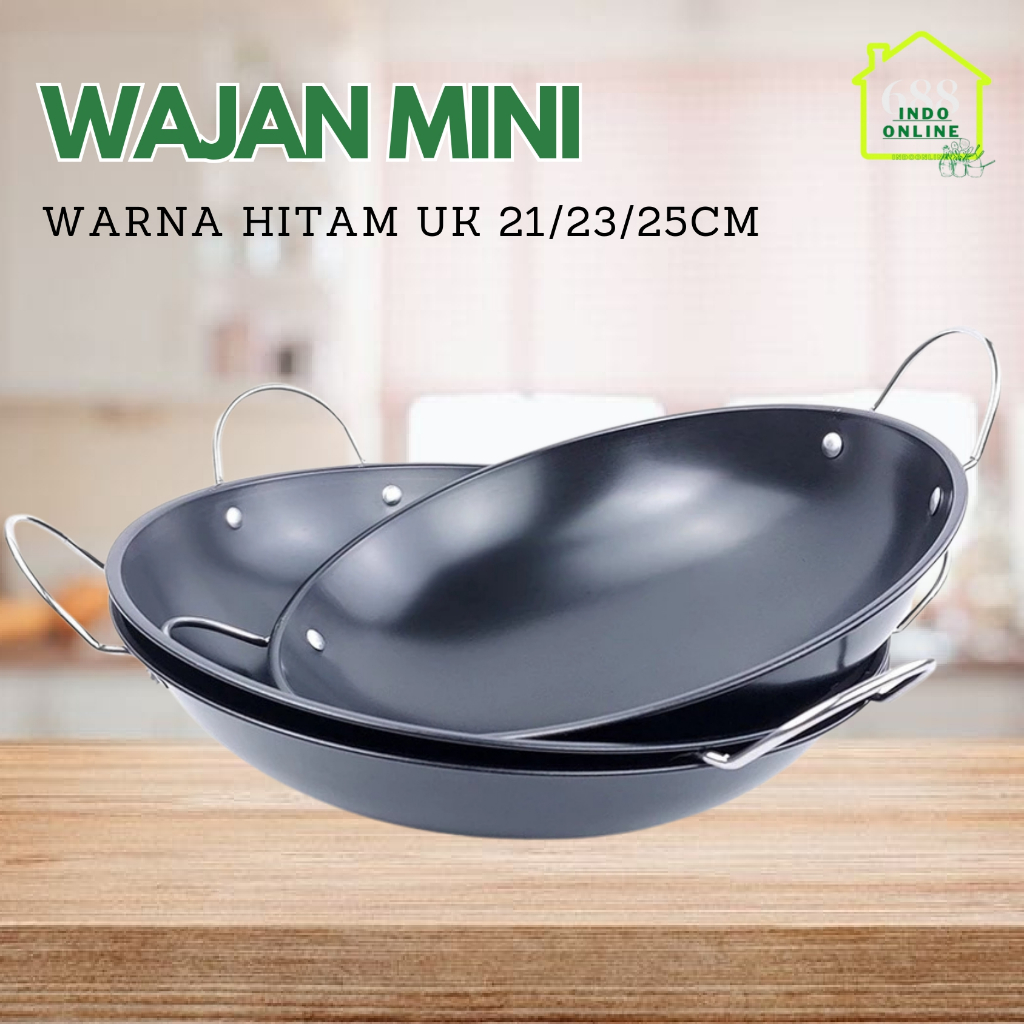 INDOLINE - WAJAN KUALI MINI HITAM STAINLESS TEBAL 21/23/25CM - KUALI MINI PLAT PENGGORENGAN ANTI LEN