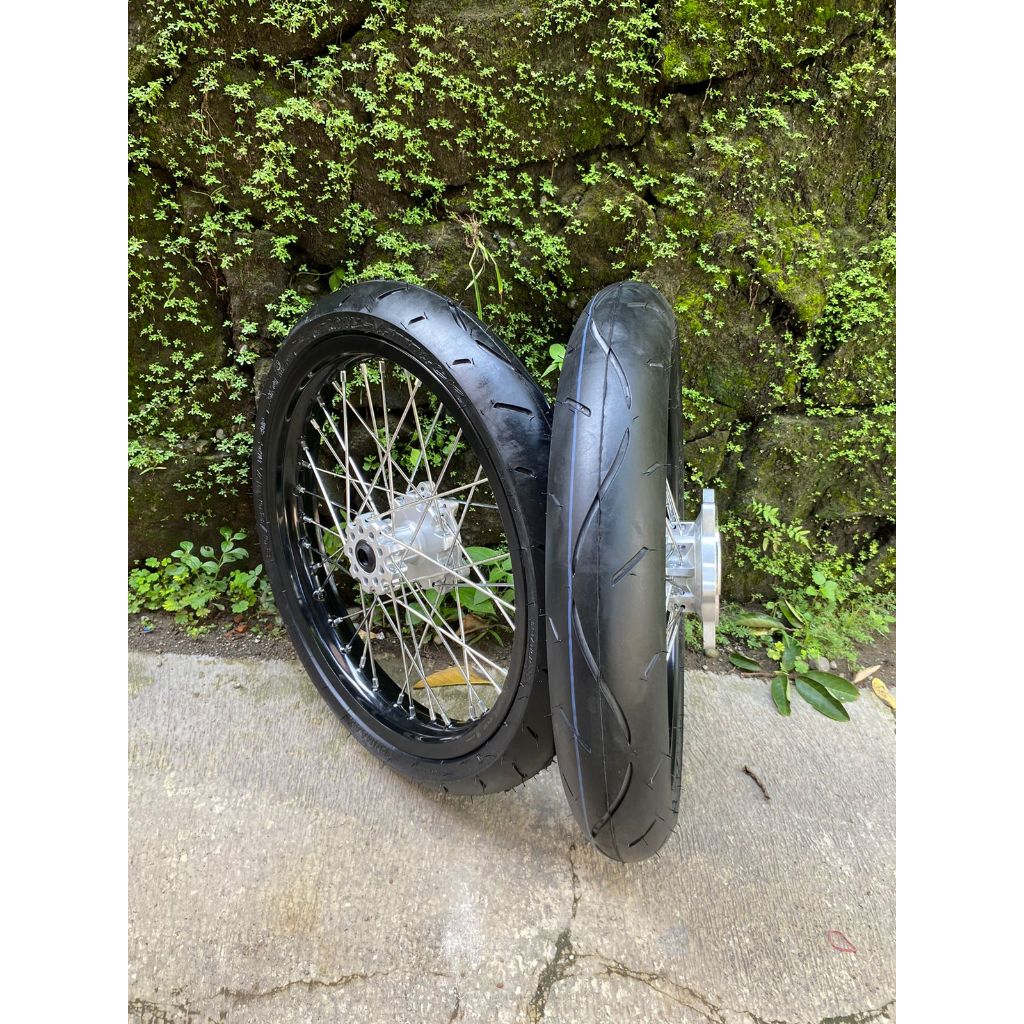 Wheelset Semi Cacing CRF 160/185 Velg Rossi Ring 17 Ban Primax Baru