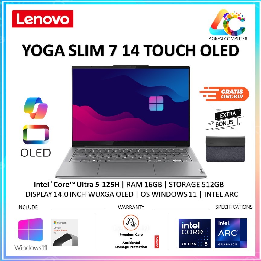 Lenovo Yoga Slim 7i Oled Touch Ultra 5-125H EVO RAM 16GB 512GB SSD 14"0 WUXGA OLED TOUCH WIN 11 OHS
