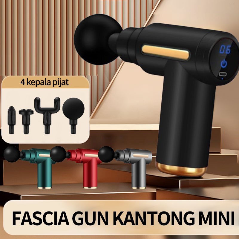 (COD) Pijat Elektrik Alat Pijat 4 in 1 Gun Smart Alat Pijat Massage Gun Alat Gun Deep Tissue
