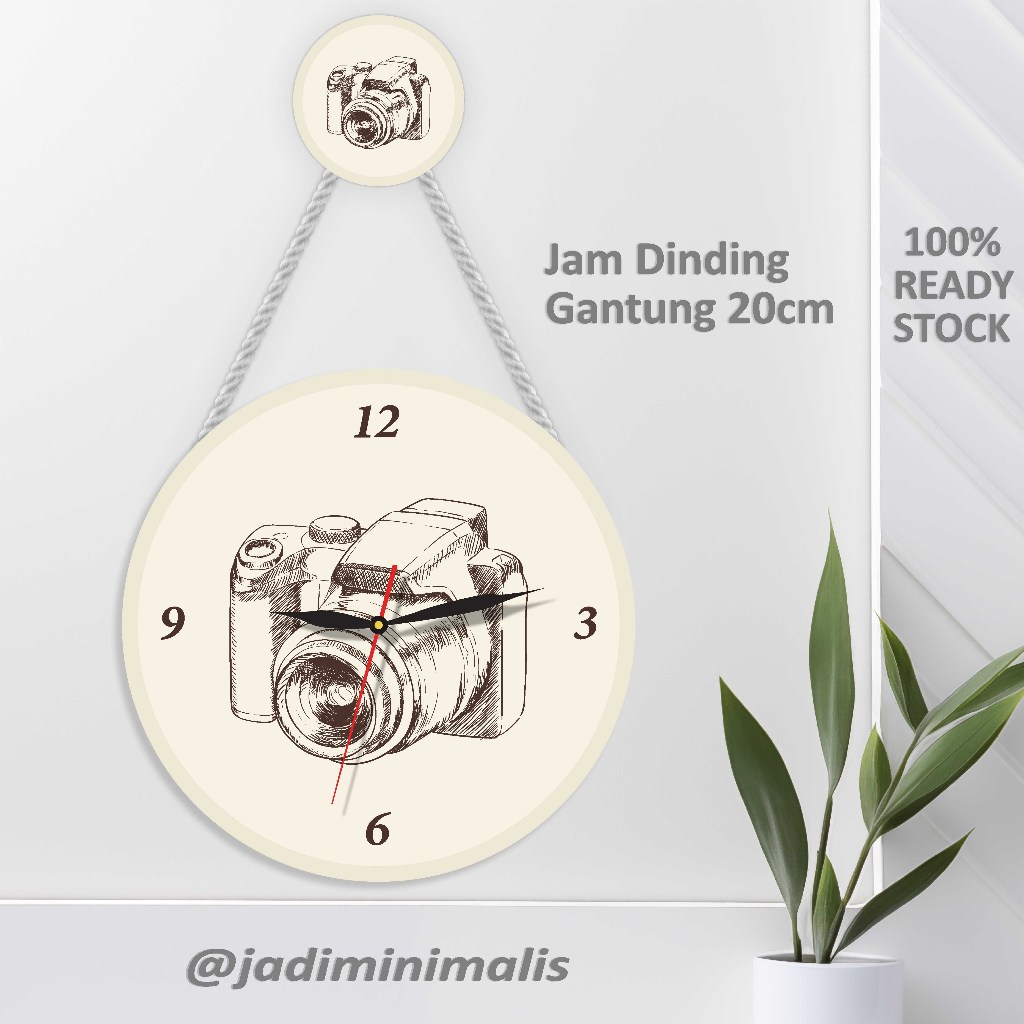 JAM DINDING 20CM GANTUNG UNIK HIASAN PHOTO STUDIO WALL CLOCK KAMERA PAJANGAN MINIMALIS DESAIN RETRO