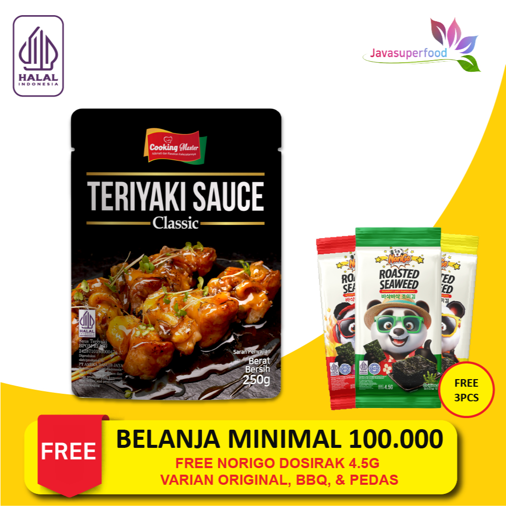 

[HALAL] Cooking Master/Saus Teriyaki/Teriyaki Sauce/Sauce Saus Teriyaki Halal BBQ 250g