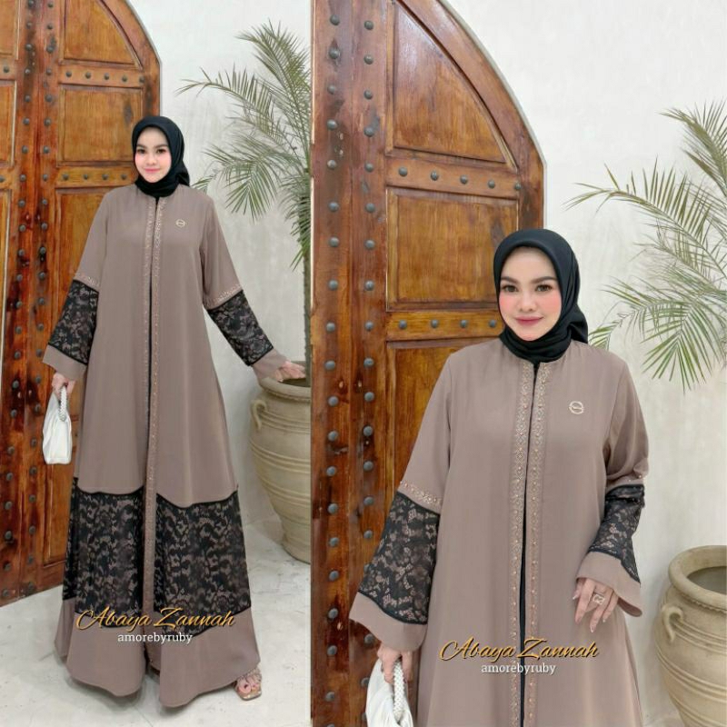 gamis modern abaya brokat manik swarovsky produk Amore by Ruby edisi abaya Jannah dress terbaru
