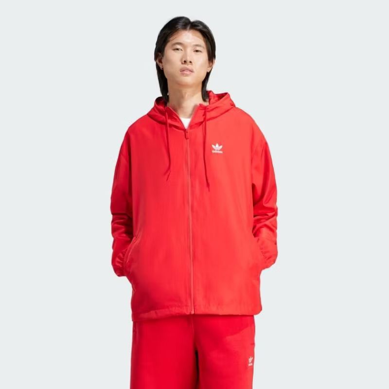 adidas ORIGINALS Adicolor Trefoil Windbreaker Pria Merah Kode tag IR9857 A/M