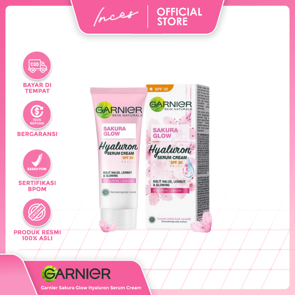 *INCES*Garnier Sakura Glow Hyaluron Serum Cream