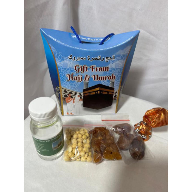 

Xmaster Oleh - Oleh Haji dan Umroh Tas Jingjing Lengkap 50pcs(air ZAM ZAM 80ml full)