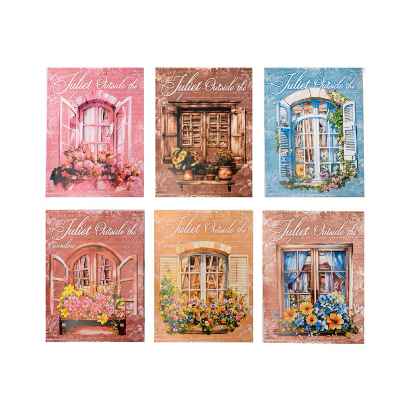 

MRH1 (1AE) paper art deco dekor journaling motif jendela 3D window vintage retro bsize besar