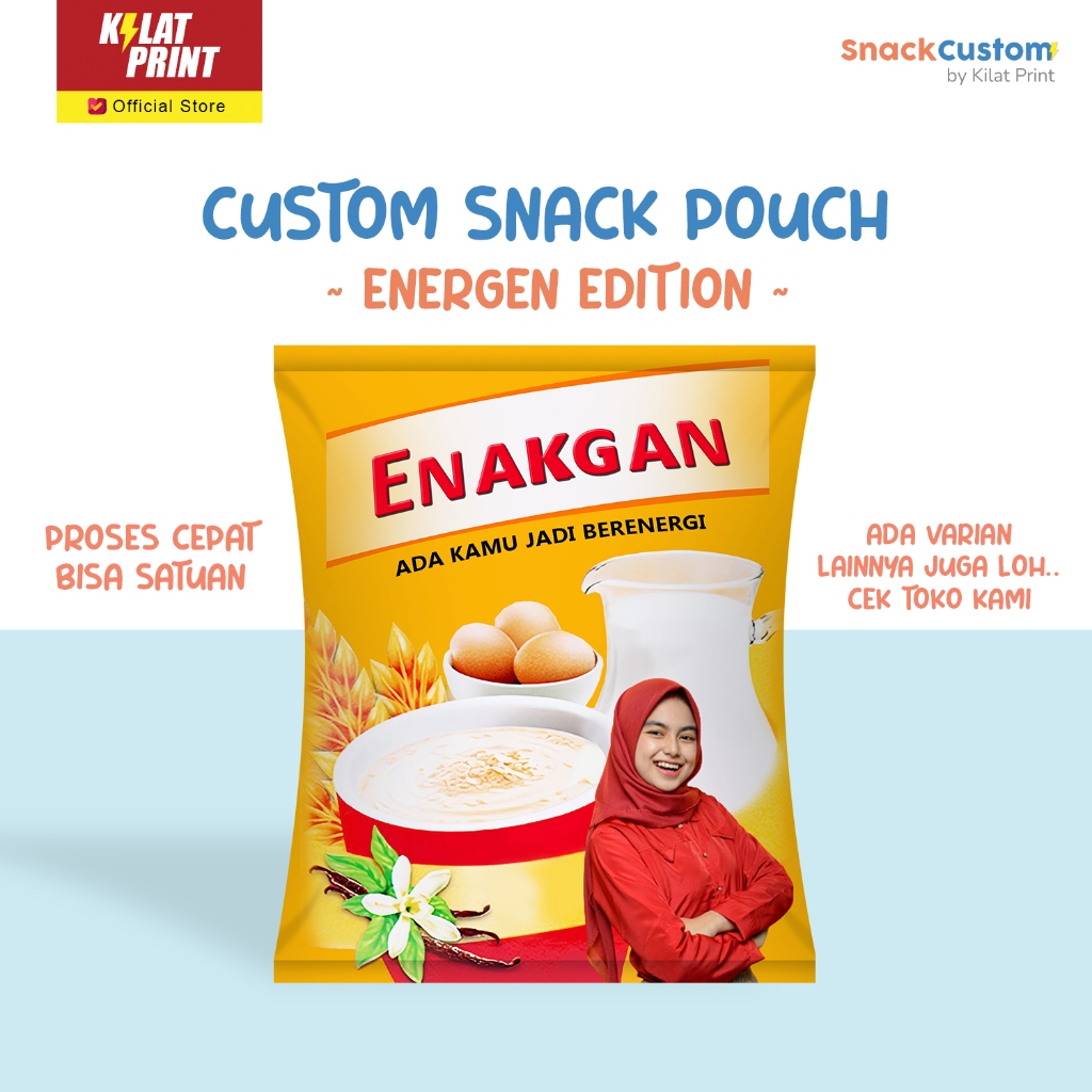 

Snack Custom Foto Teks Bungkus Pouch Jumbo Ala Energen