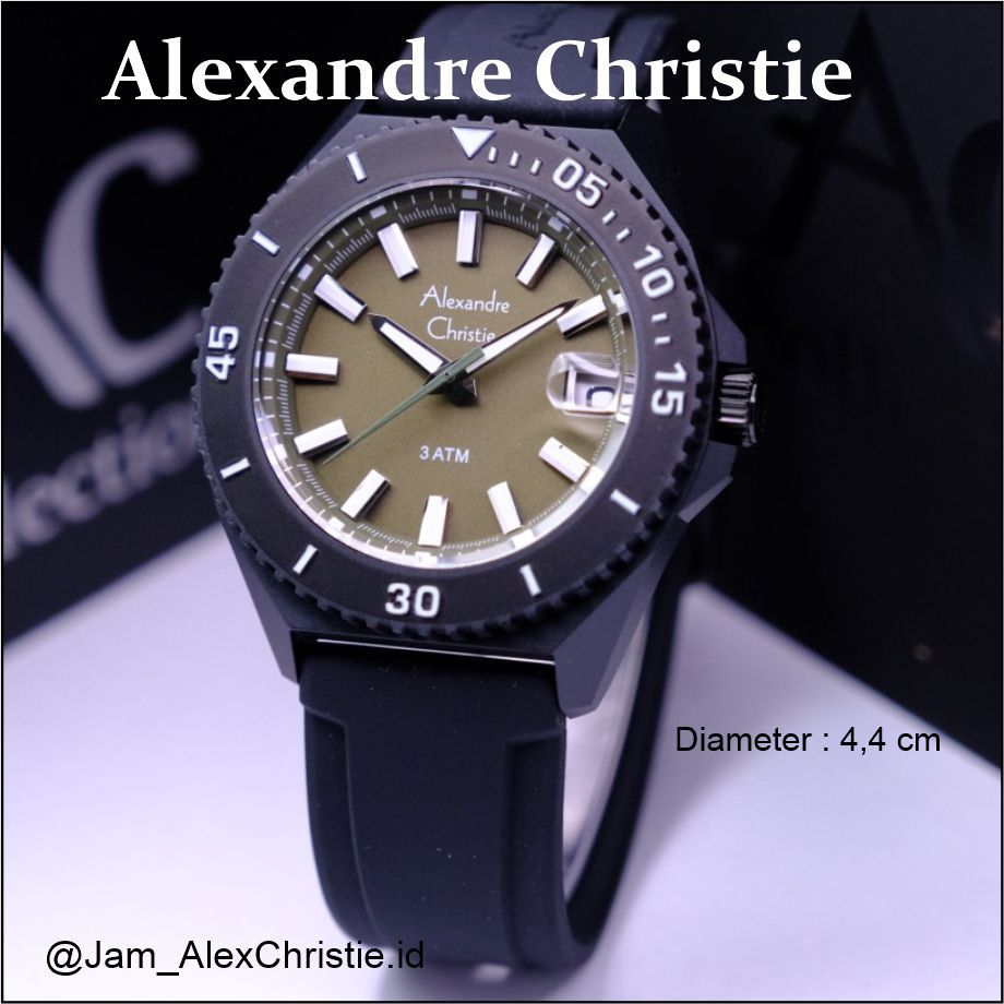 Alexandre Christie ORIGINAL jam tangan pria rubber AC8693 Alexander Cristie 100% ori tali karet
