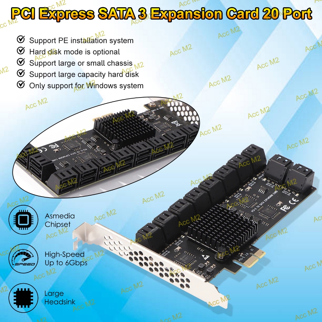 PCIE 1X PCI Express 4 Port, 8 Port, 20 Port SATA III Expansion Card SATA 3