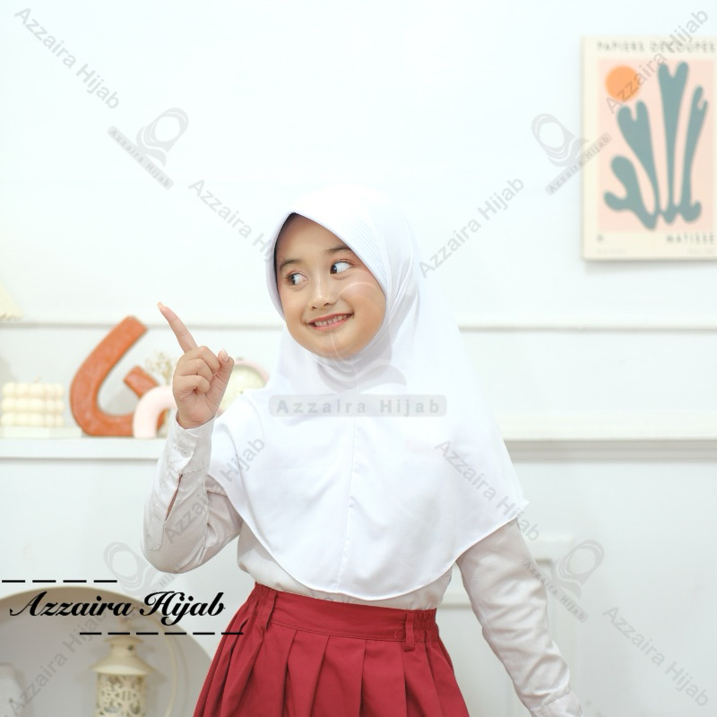 Hijab Bergo Hamidah Anak Sekolah Jersey / Jilbab Bergo Hamidah Pad Anak Sekolah 5-12 Tahun