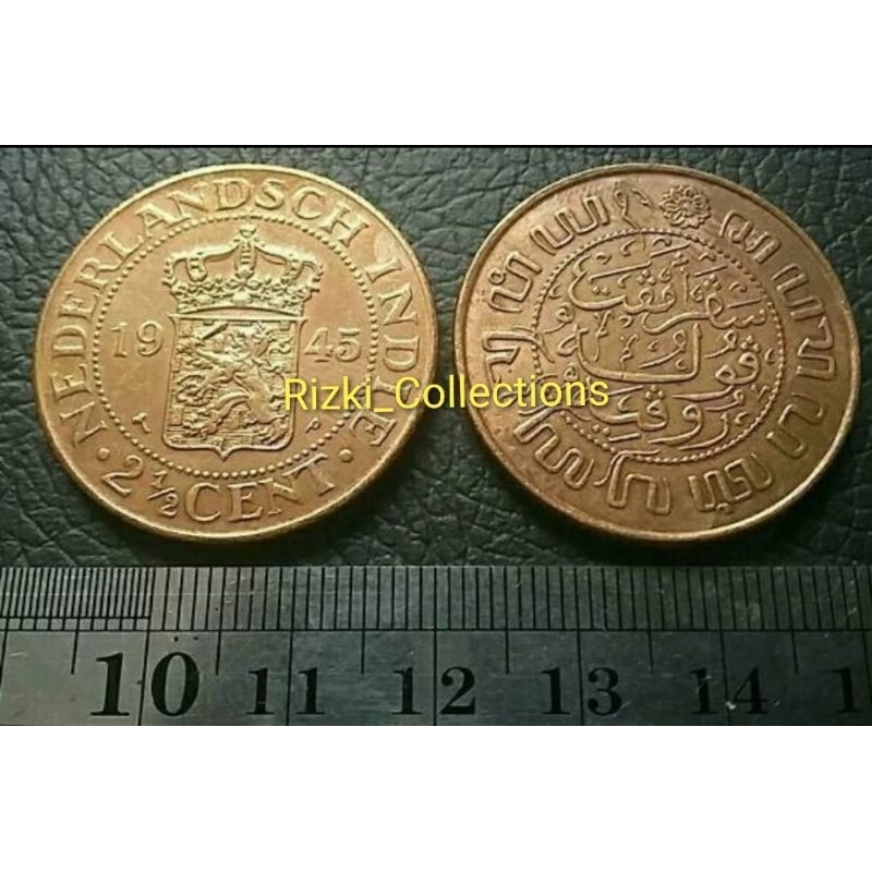 Uang Kuno Koin 2 1/2 Cent Nederland Indie Tahun 1945 ( 2,5 cent )