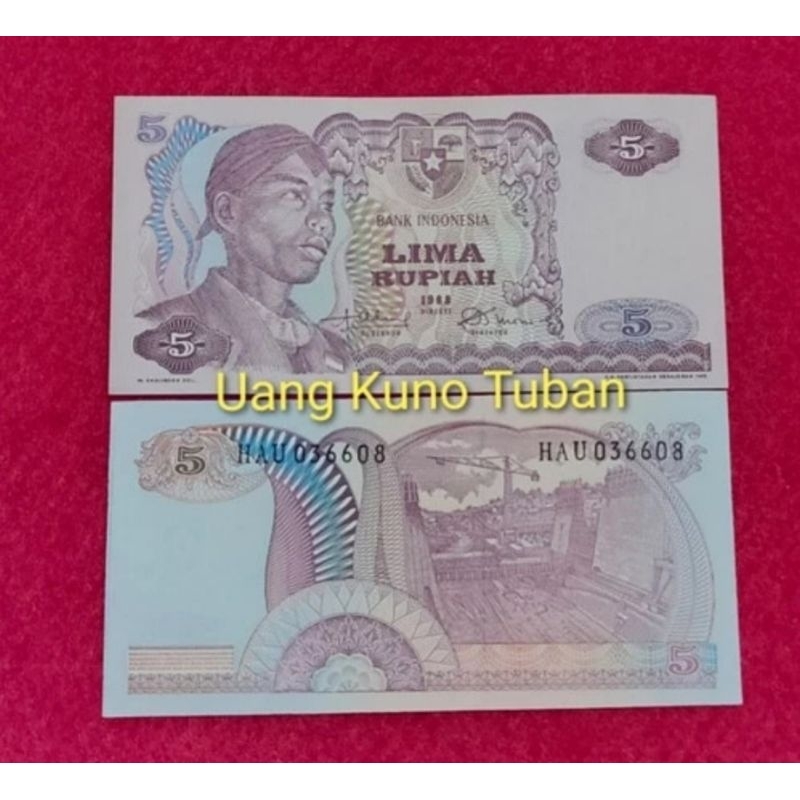 uang kuno lima rupiah sudirman. 5 rupiah seri sudirman tahun 1968