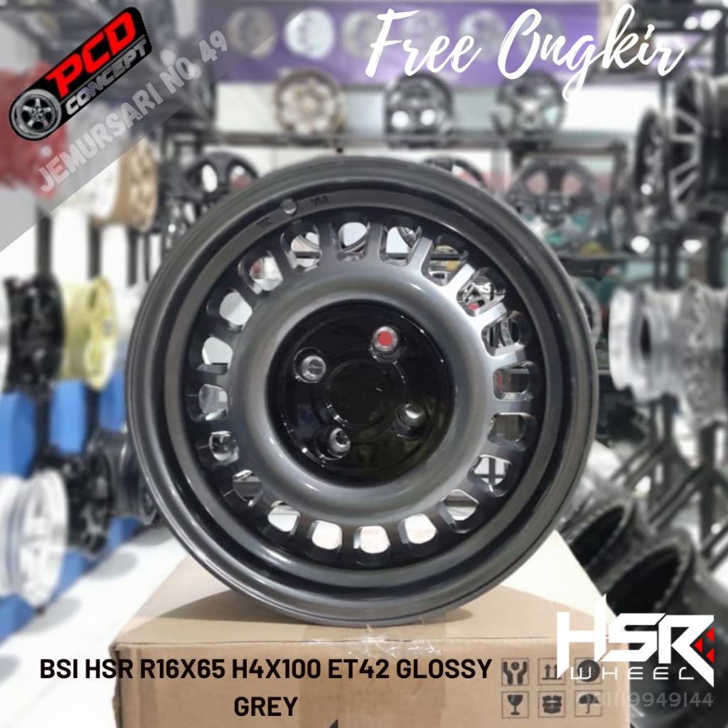 Velg HSR Ring 16 Mobilio Jazz Datsun Go BSI R16X65 H4X100 ET42 GLOSSY GREY / Jua Velg HSR R16 Terlen