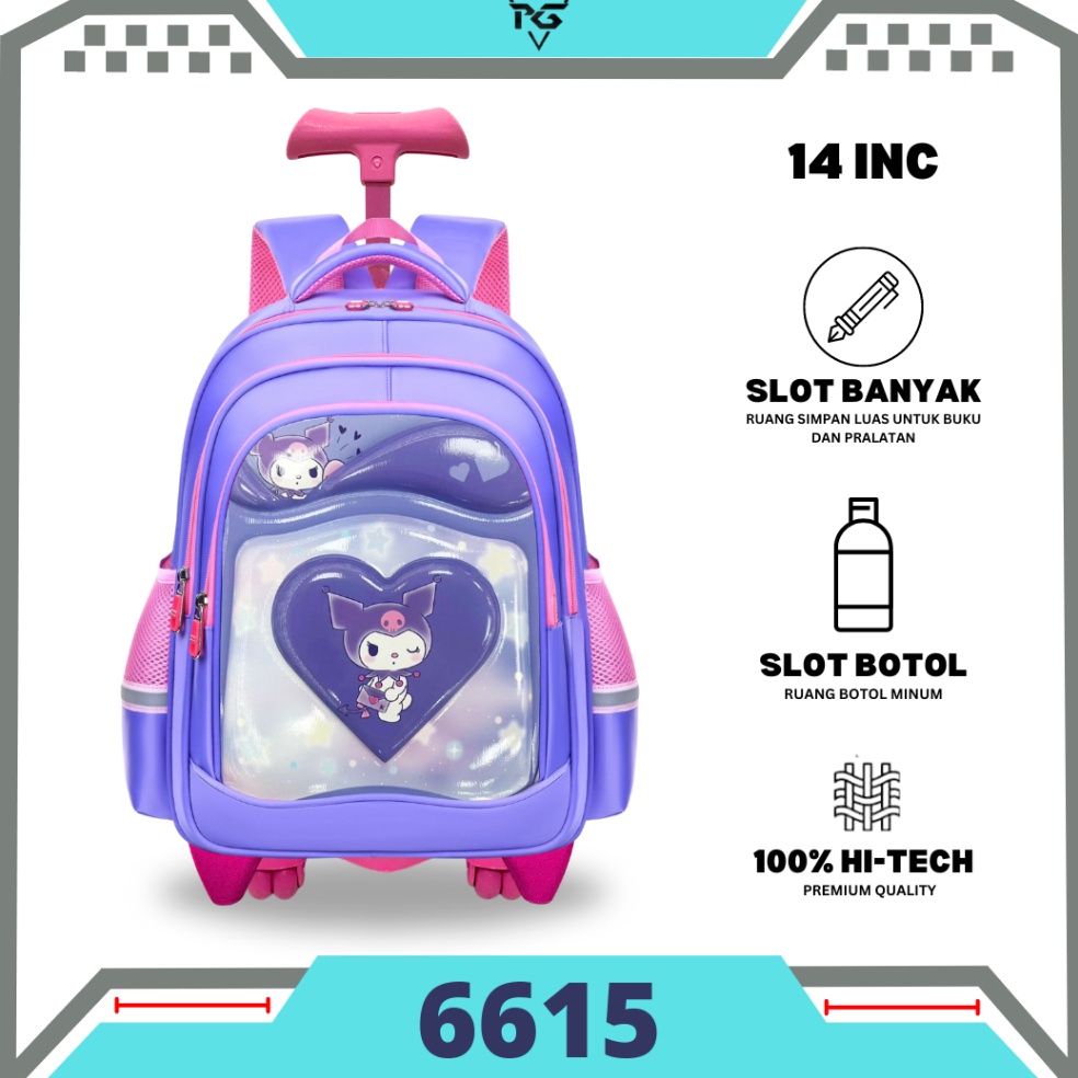 Bagus Dipakai Troli Anak Perempuan Tk  Paud Karakter Kuromi Gambar 3D Timbul Tas Koper Dorong Anak C