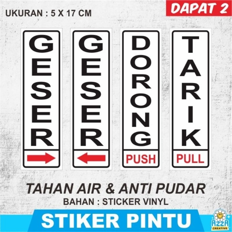 

Stiker Geser Pintu, Stiker Dorong Pintu, Stiker Tarik Pintu