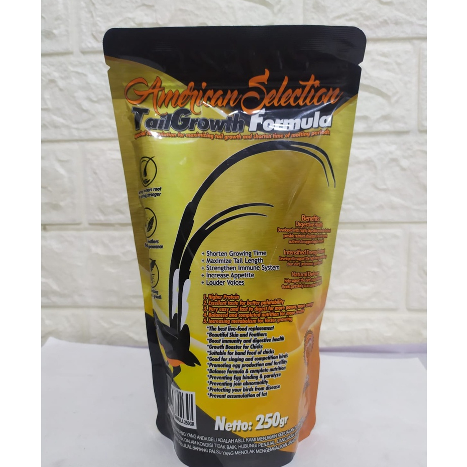 AMS American Selection Tail Growth 250g pakan burung murai batu harian untuk memanjangkan ekor murai