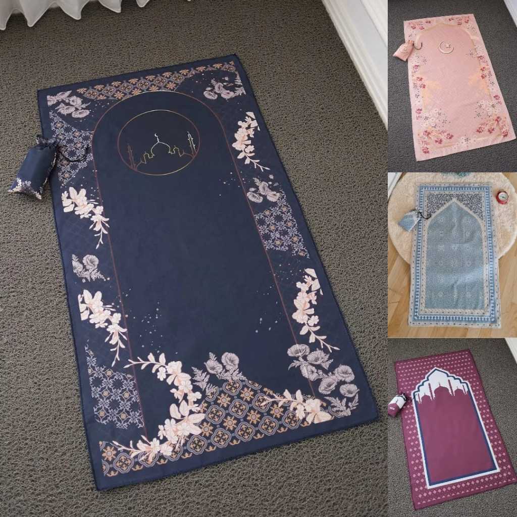 Sajadah Travel Jumbo Ukuran 105x60 cm Sejadah Mukena Mini Praktis Traveling Pouch Motif Estetik Souv