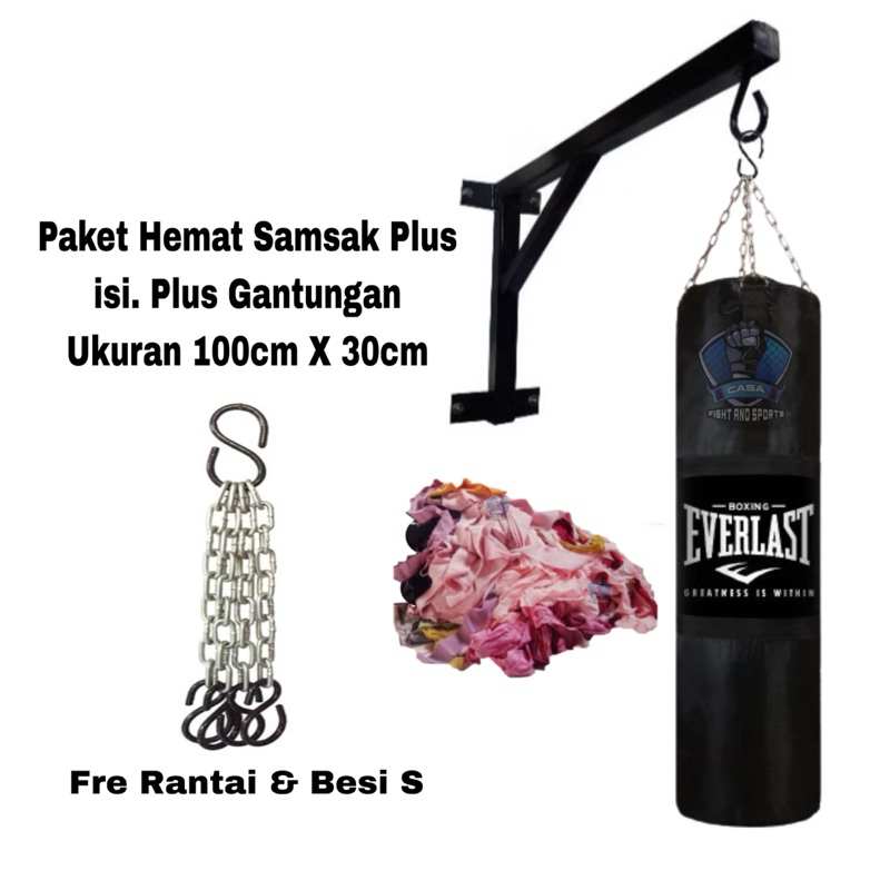Paket Hemat Samsak 100cm Plus Isi Plus Gantungan - Samsak Isi - Samsak Murah Berkualitas - Samsak Ga