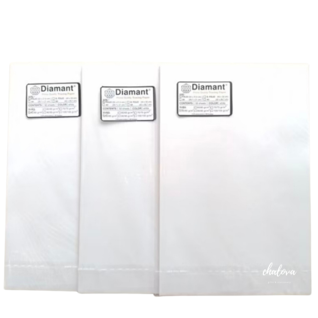 

[PAK] KERTAS KALKIR DIAMANT F4 80/85 GRAM ISI 50 LEMBAR / KALKIR FOLIO / TRACING PAPER