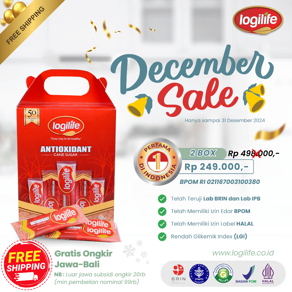 

PROMO 2 BOX LOGILIFE CANE SUGAR- GULA ANTIOKSIDAN DENGAN LGI DAN POLIFENOL- GULA SEHAT
