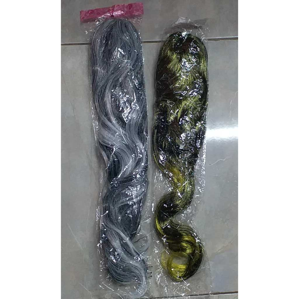 RB wig rambut panjang keriting warna warni mix palsu
