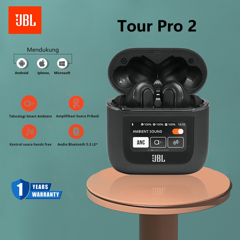 JBL Earphone /JBL 𝖳ᴏ𝗎𝗋 𝖯𝗋ᴏ 2 True Wireless Noise Cancelling Earbuds Sport Bluetooth Earphone with Sm