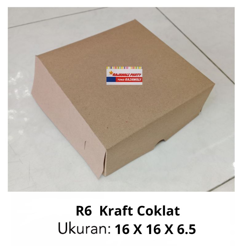 (minim 20 lembar) Dus R6 Kraft Coklat 16x16x6,5/Dus Kue isi 6/Dus Kue R6 Coklat/Dus Hajatan Kraft Co