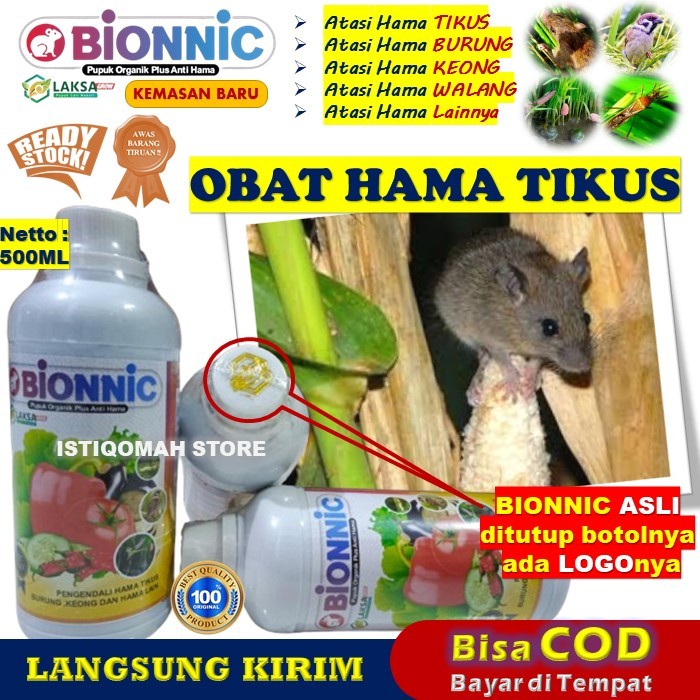 Pupuk Cair Pembasmi Tikus dan Burung Padi dan Jagung BIONNIC 500ML Obat Semprot Pengendali Hama Tiku