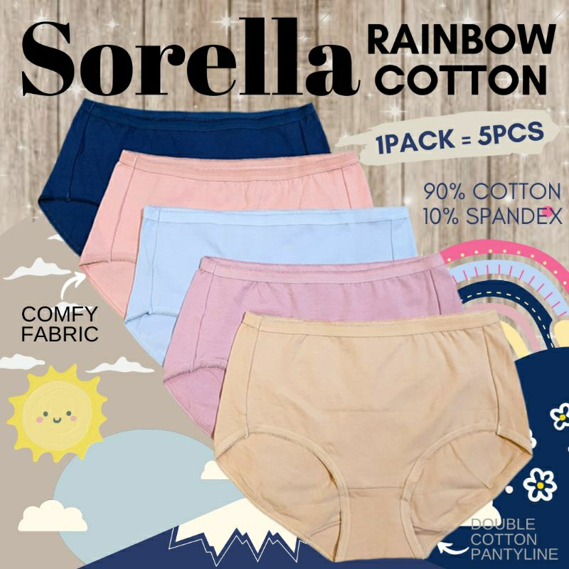 sorella rainbow cotton series panty pack/celana dalam wanita branded murah