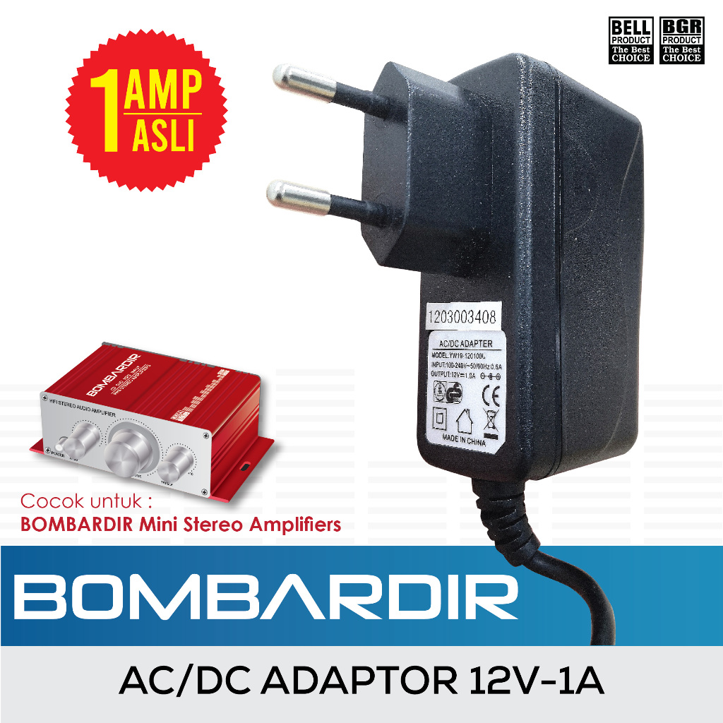 AC/DC ADAPTOR 12V-1A BOMBARDIR