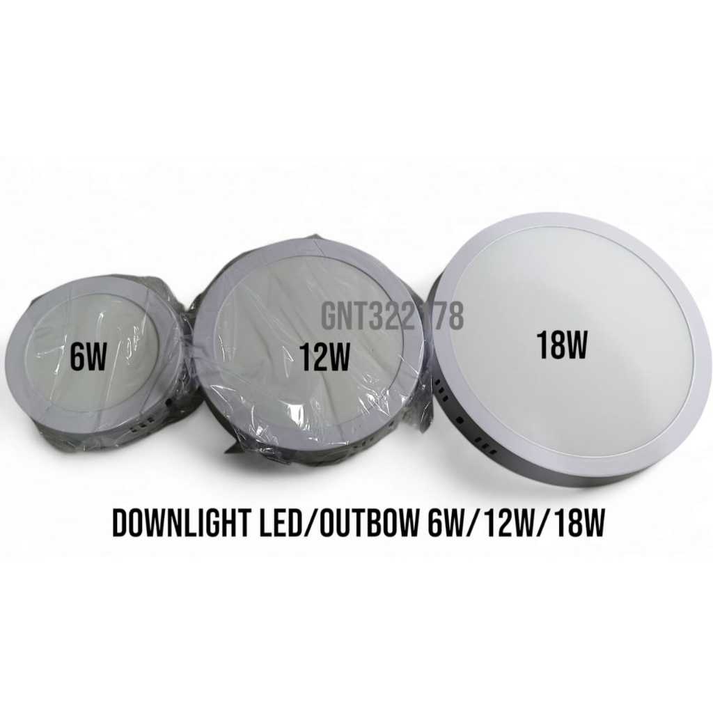 Lampu Downlight Led Outbow/Tempel Bulat 6W/12W/18W Putih/kuning Zenich