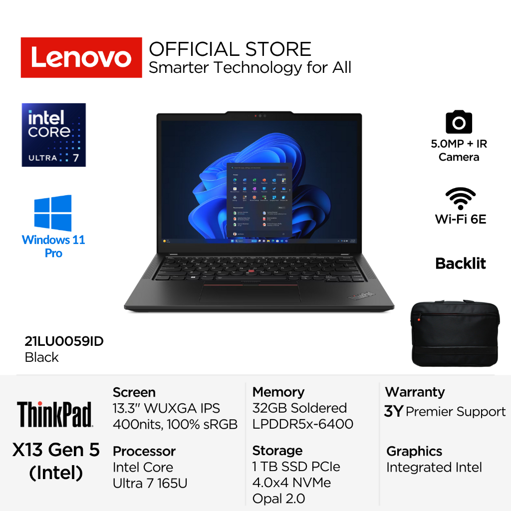 Lenovo ThinkPad X13 Gen 5 59ID Intel Core Ultra 7 165U vPro Win11 Pro 32GB 1TB SSD 13.3" WUXGA IPS 6
