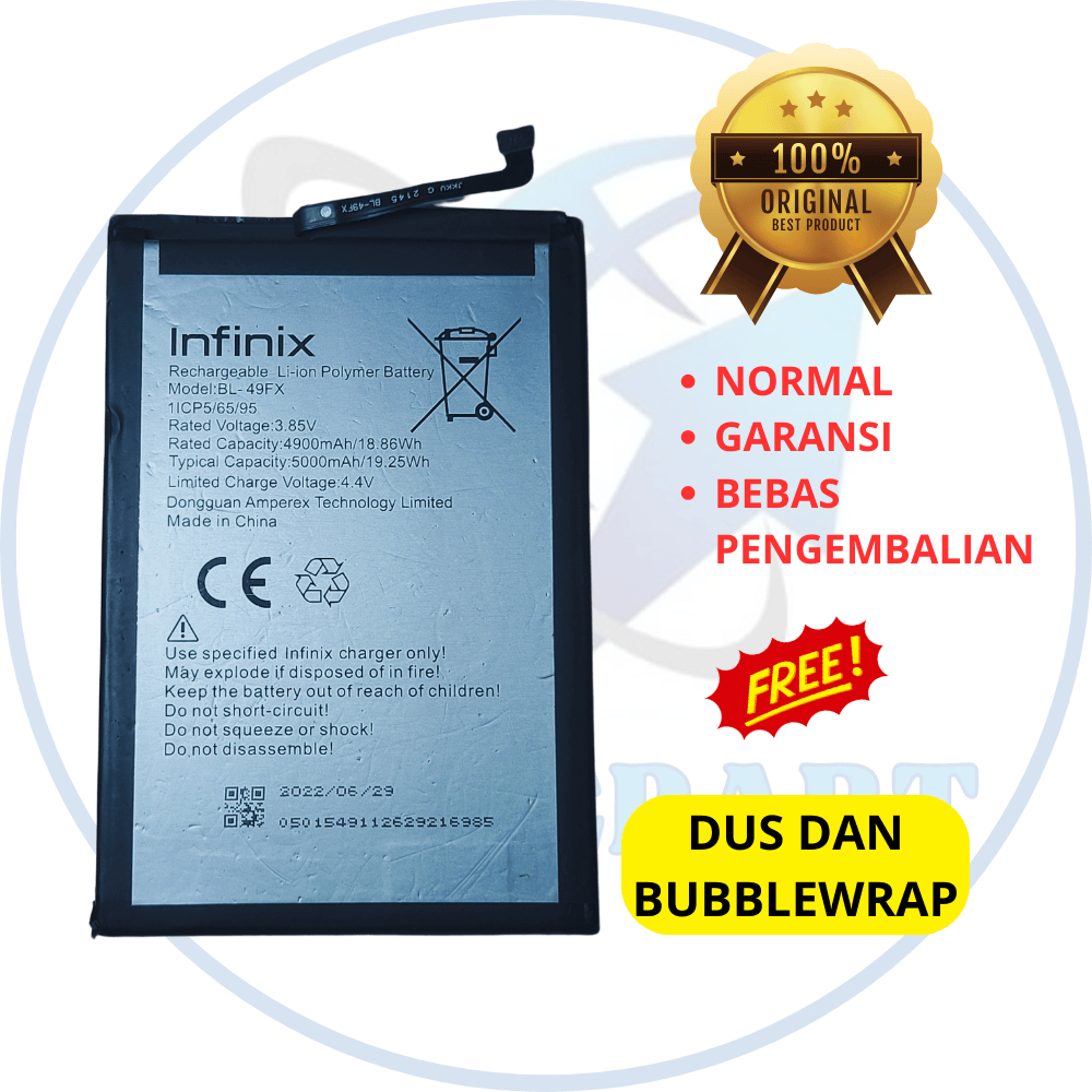 baterai hp infinix smart 5 -BL-49FX - Smart 6 plus - hot 8 - hot 9 - hot 9 pro - note 7 lite - smart