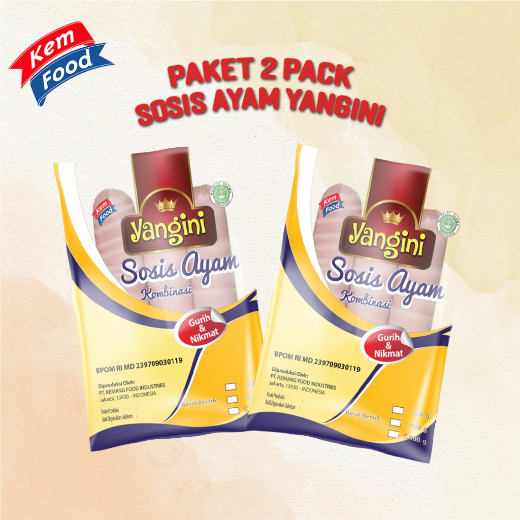 

PAKET 2 PACK SOSIS AYAM YANGINI - Yangini Sosis Ayam 150 gr