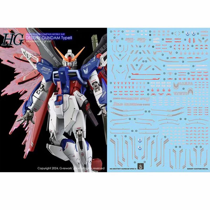 HGCE 1/144 DESTINY GUNDAM  SPEC II WATER DECAL GHOST CUSTOM DECAL