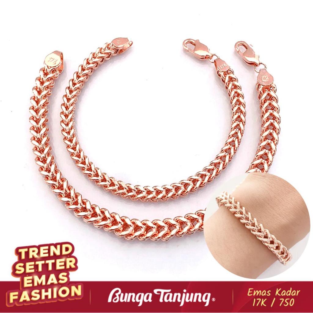 GELANG SISIK NAGA SQUARE - EMAS 17K - BUNGA TANJUNG GOLD
